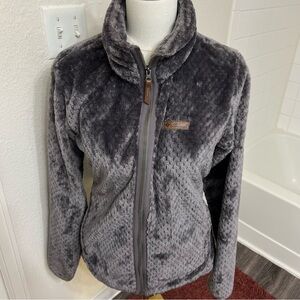 NWOT Columbia gray fuzzy zipup jacket sweatshirt outerwear fleece outdoors basic